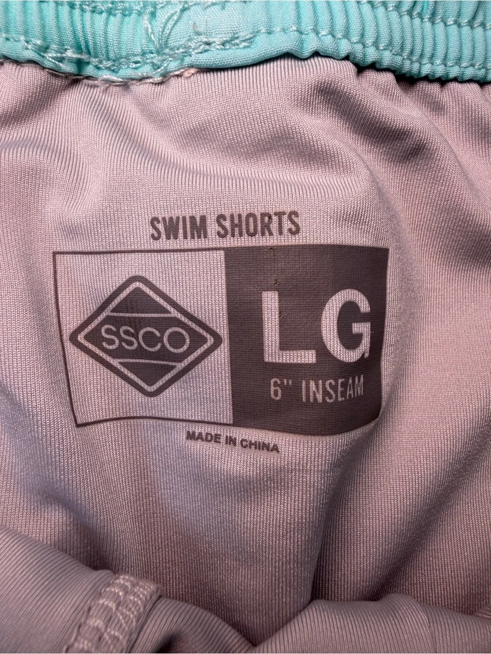 SSCO Swim Shorts Large Gray Print 5.5